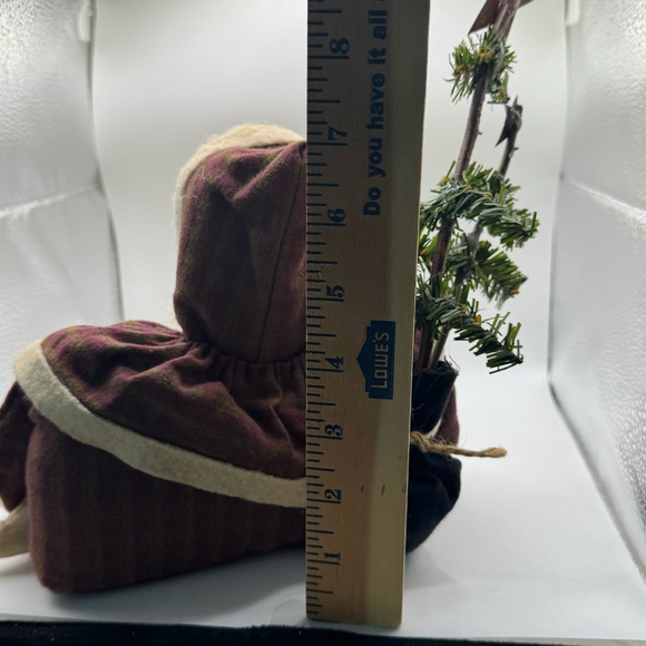 Vintage Fabric Santa Doll Burgundy Beige - Picture 5 of 5